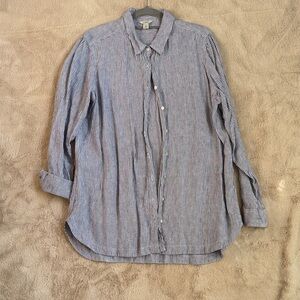 L.L. Bean Women’s Linen Blue Striped Shirt